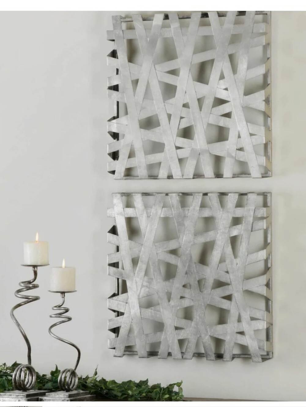Uttermost Alita Set of 2 Metal Wall Panels in Silver